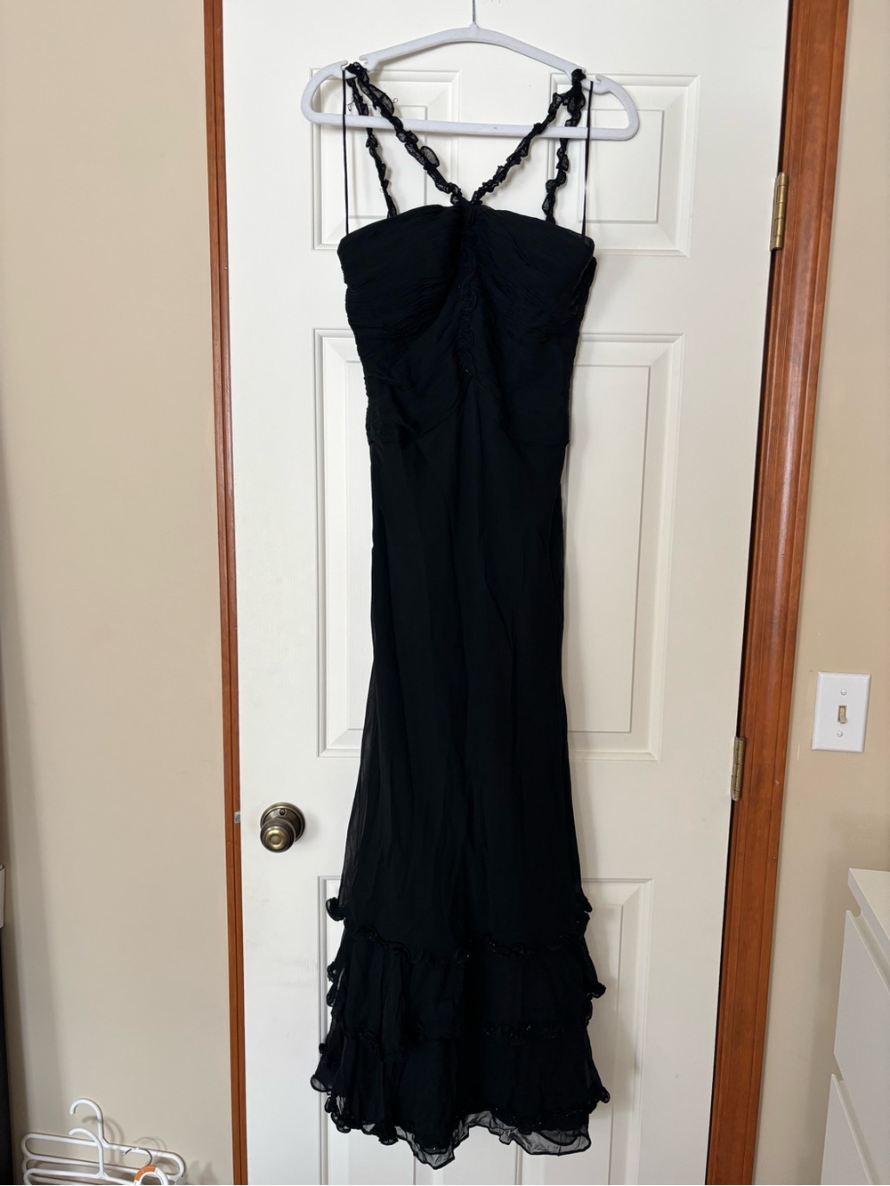 Silk Ruffled Beaded Dress